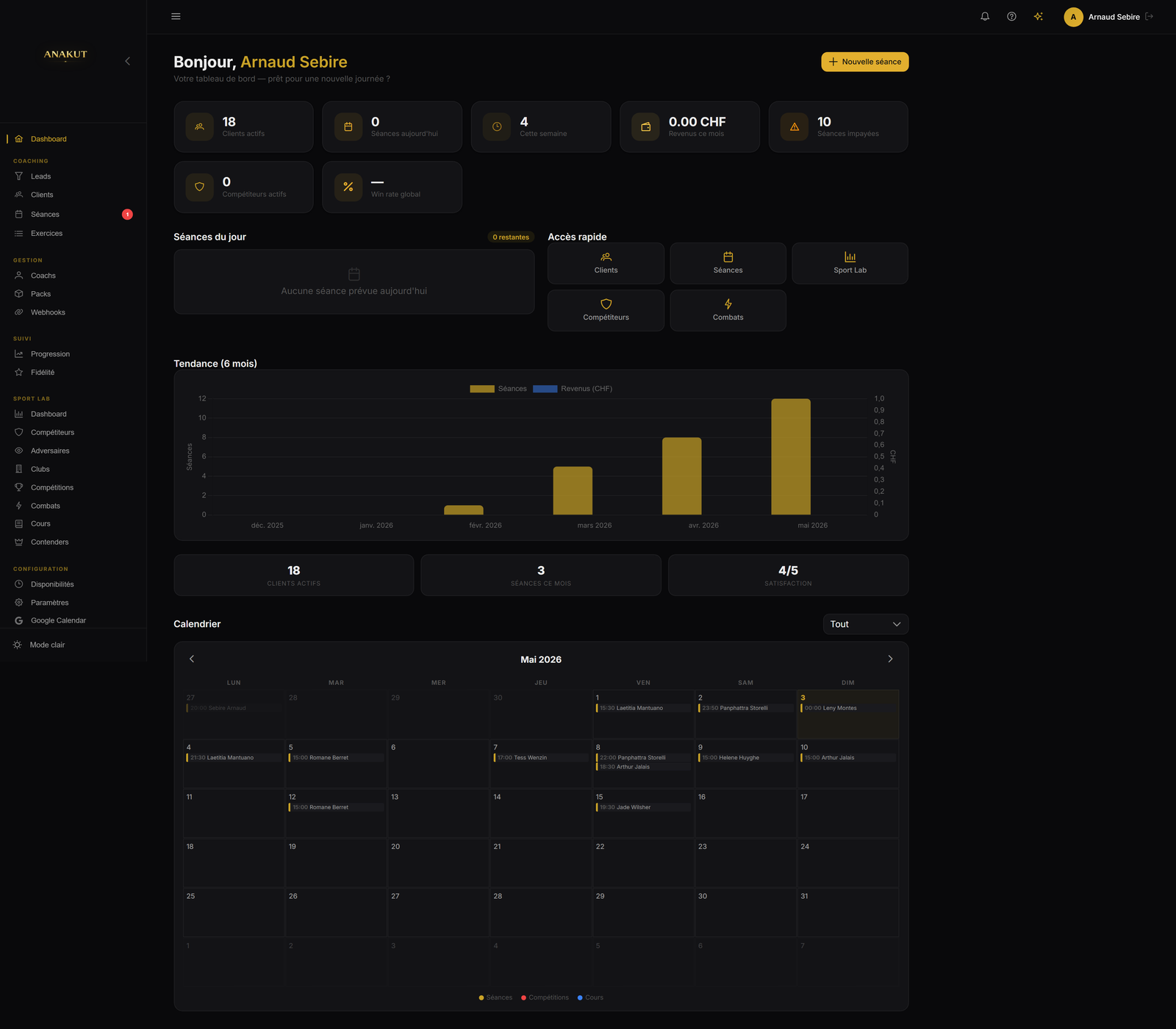 Dashboard coach