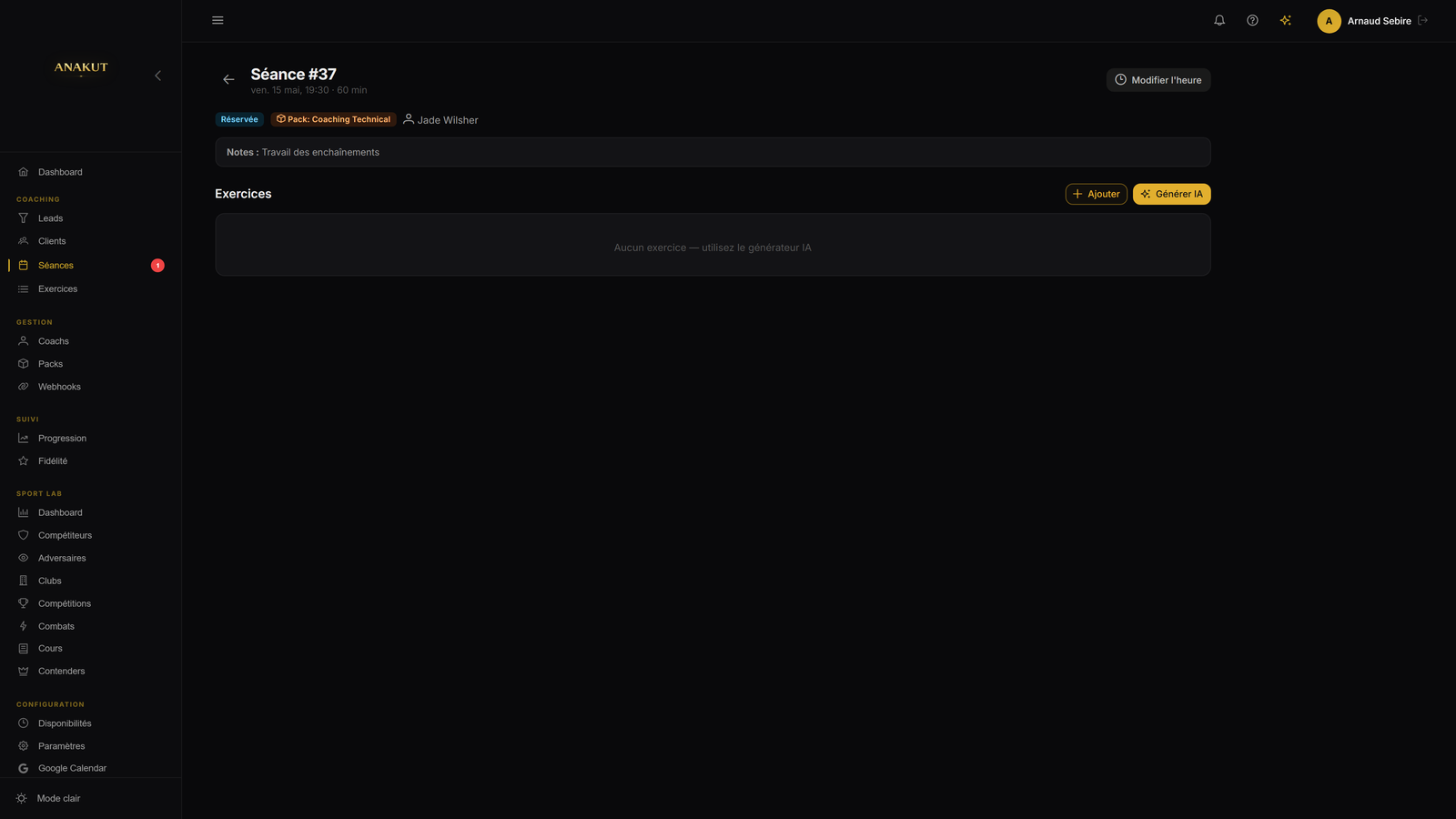 Sport Lab dashboard